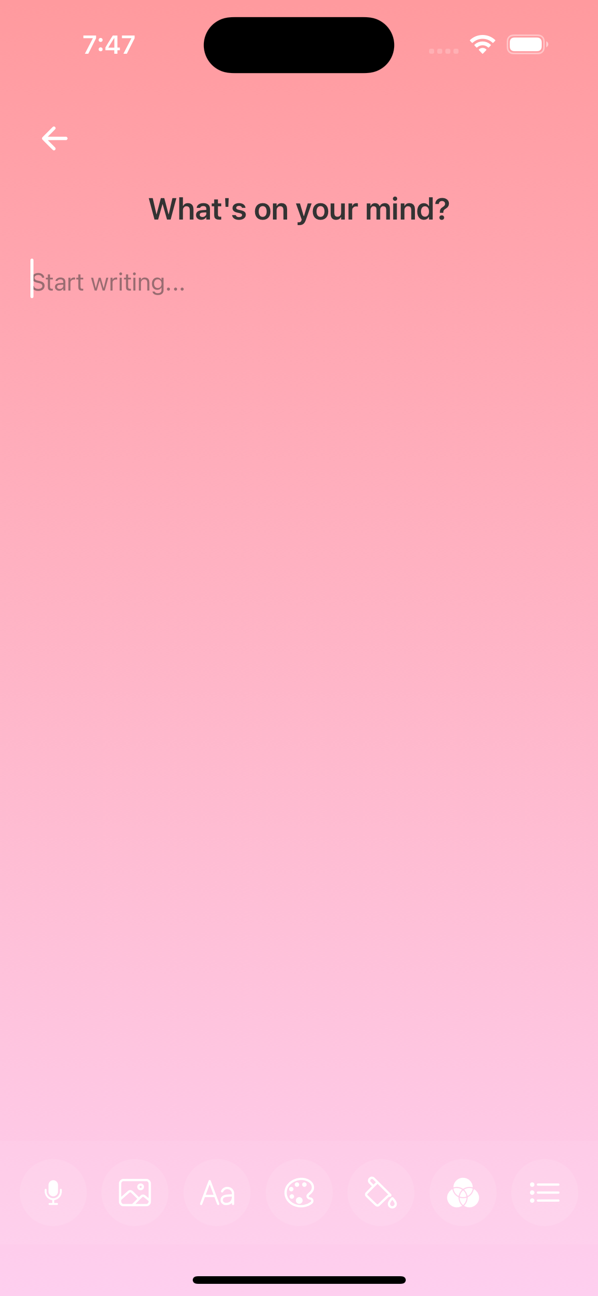 Journal entry with Rose gradient background