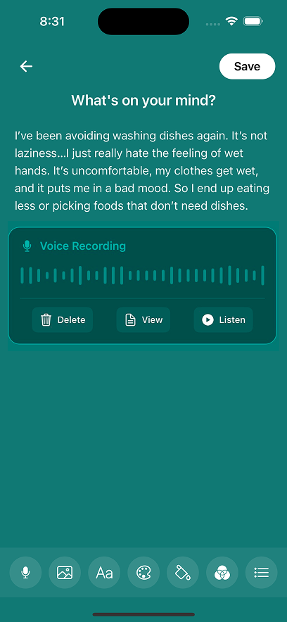 Voice journaling with transcription